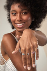 Silver Connection Adjustable Ring, White Rhodium, Premium Cubic Zirconia + Key Gift